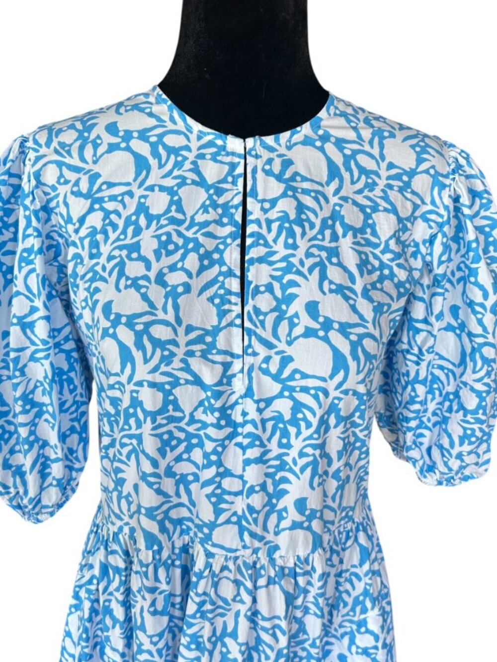 Oliphant Blue Block Print Tiered Maxi XS - Picture 3 of 7